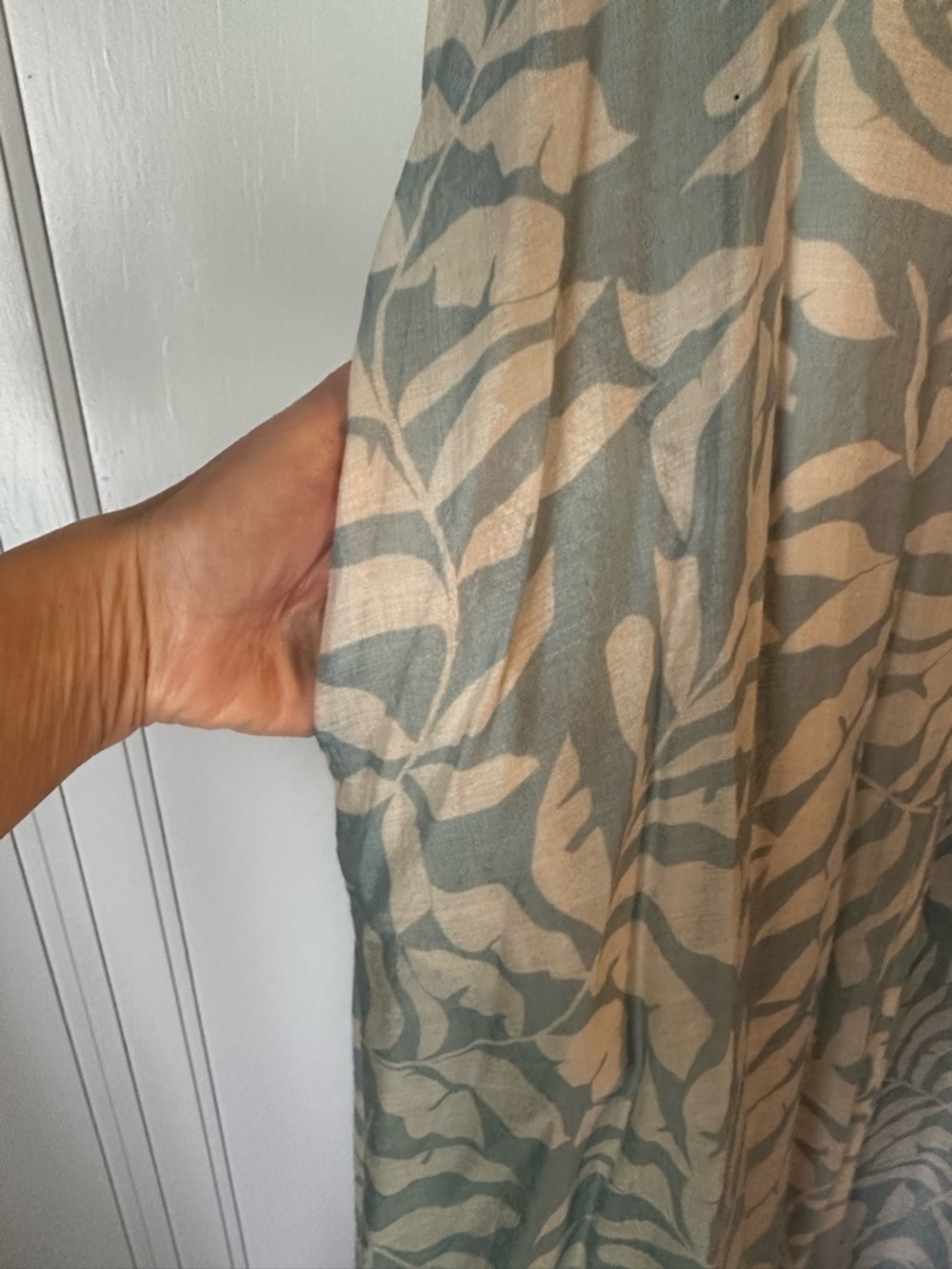Halogen Light Blue and Cream Leaf-Print Maxi Dress - Picture 5 of 9